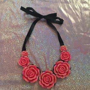 Pink Holographic Rose Necklace